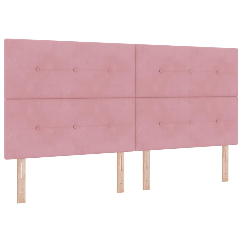 Lit à ressorts avec tête de lit Rose 200 x 200 cm Velours - XIOS