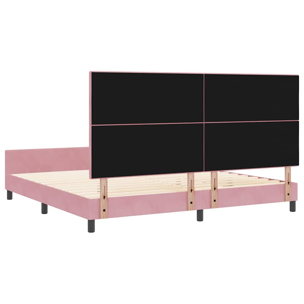 Lit à ressorts avec tête de lit Rose 200 x 200 cm Velours - XIOS