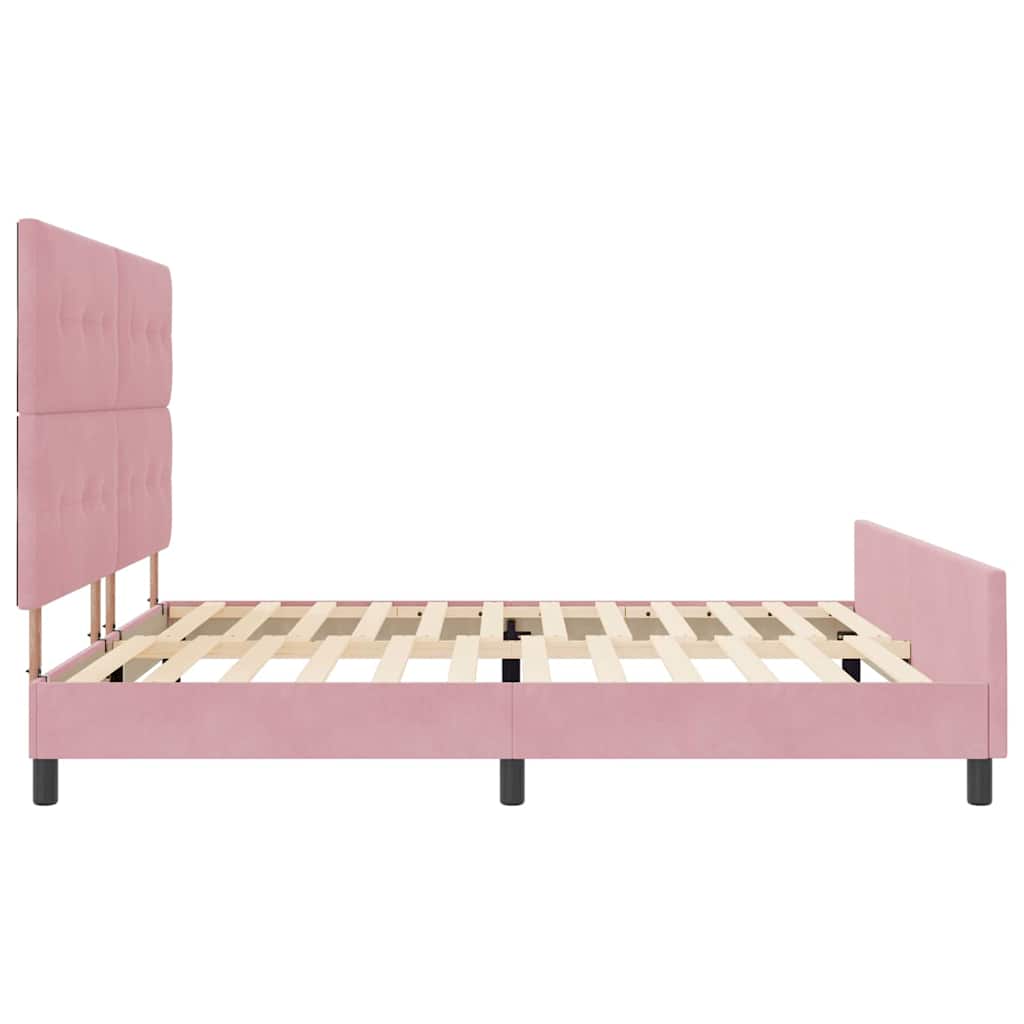 Lit à ressorts avec tête de lit Rose 200 x 200 cm Velours - XIOS