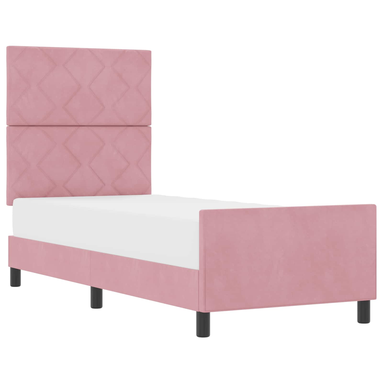 Lit à ressorts avec tête de lit Rose 80 x 200 cm Velours - XIOS