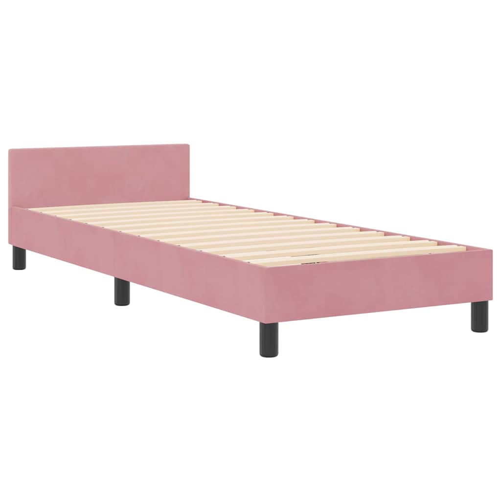 Lit à ressorts avec tête de lit Rose 80 x 200 cm Velours - XIOS