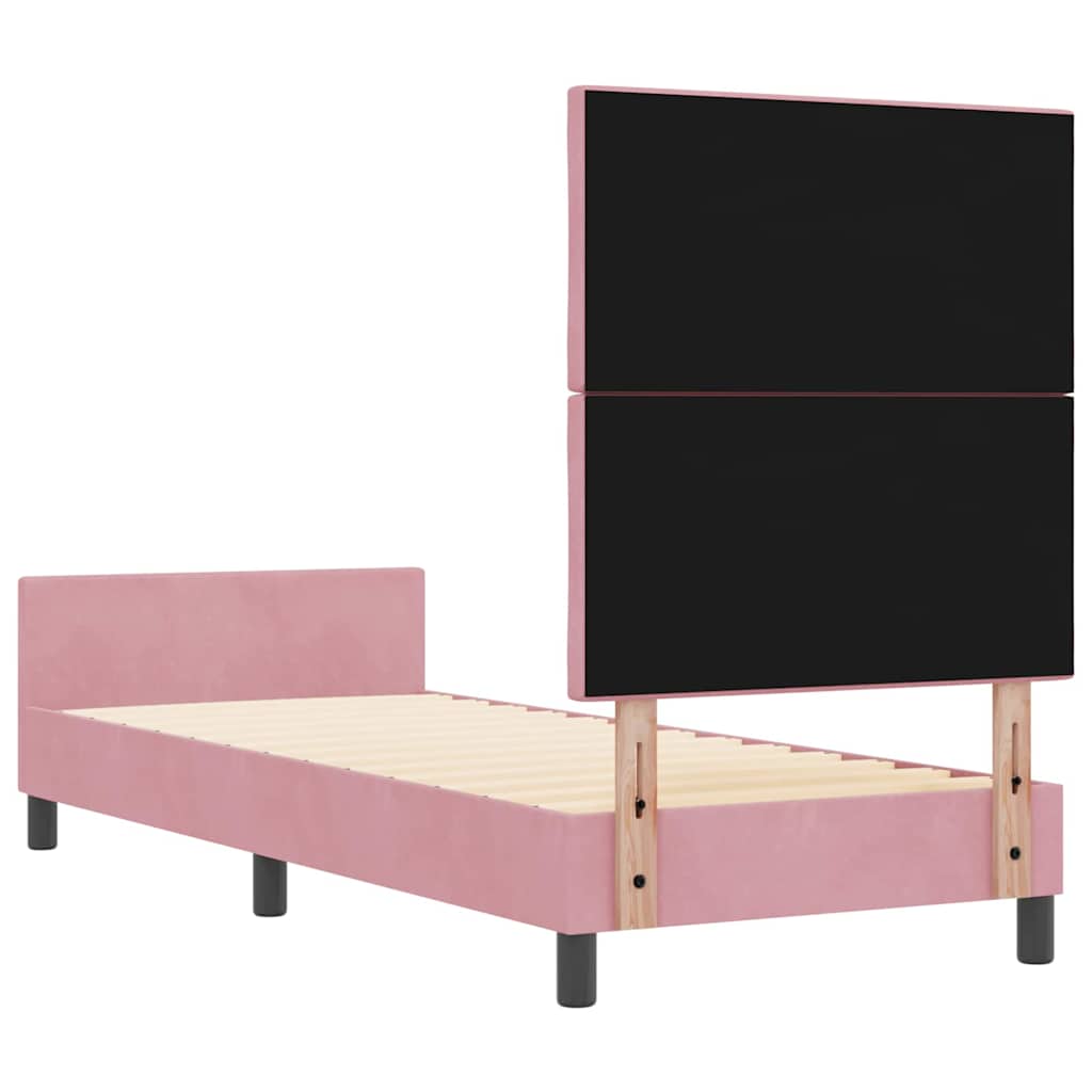 Lit à ressorts avec tête de lit Rose 80 x 200 cm Velours - XIOS