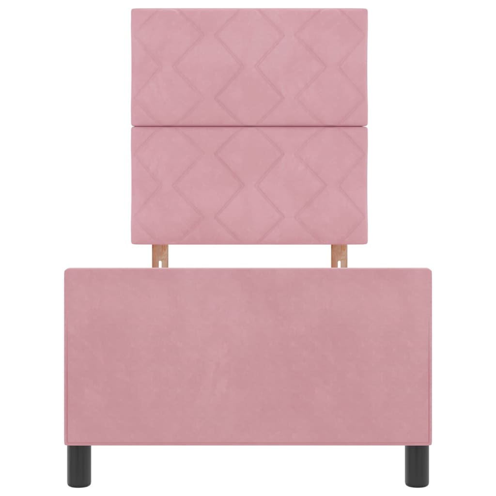 Lit à ressorts avec tête de lit Rose 80 x 200 cm Velours - XIOS