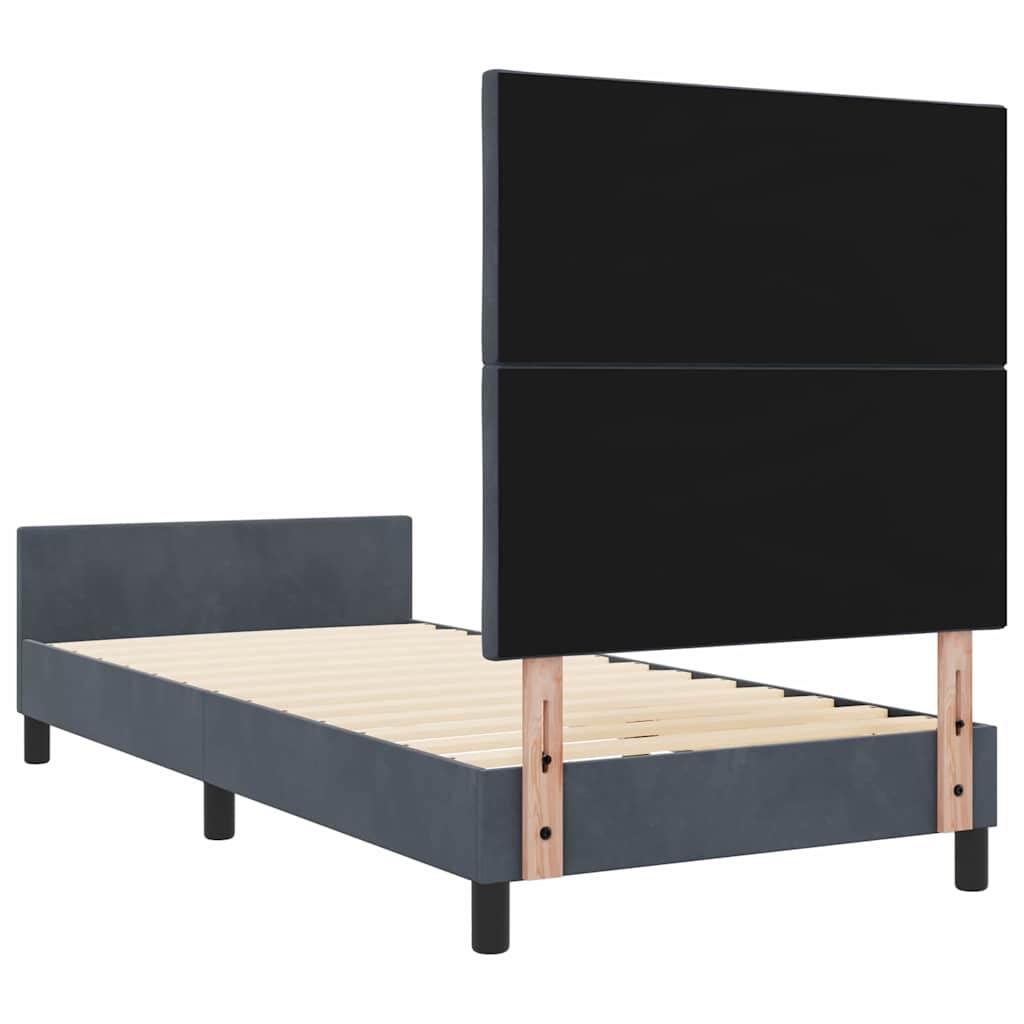 Lit à ressorts avec tête de lit Gris foncé 90 x 190 cm Velours - XIOS