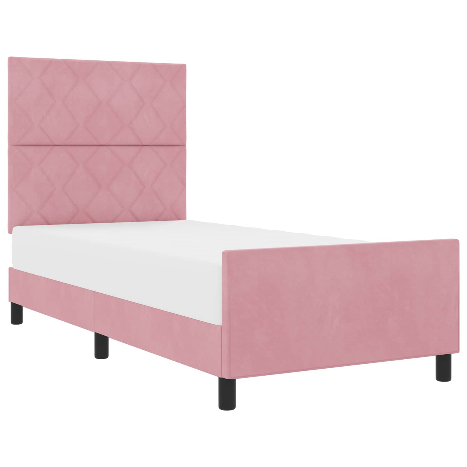 Lit à ressorts avec tête de lit Rose 90 x 190 cm Velours - XIOS
