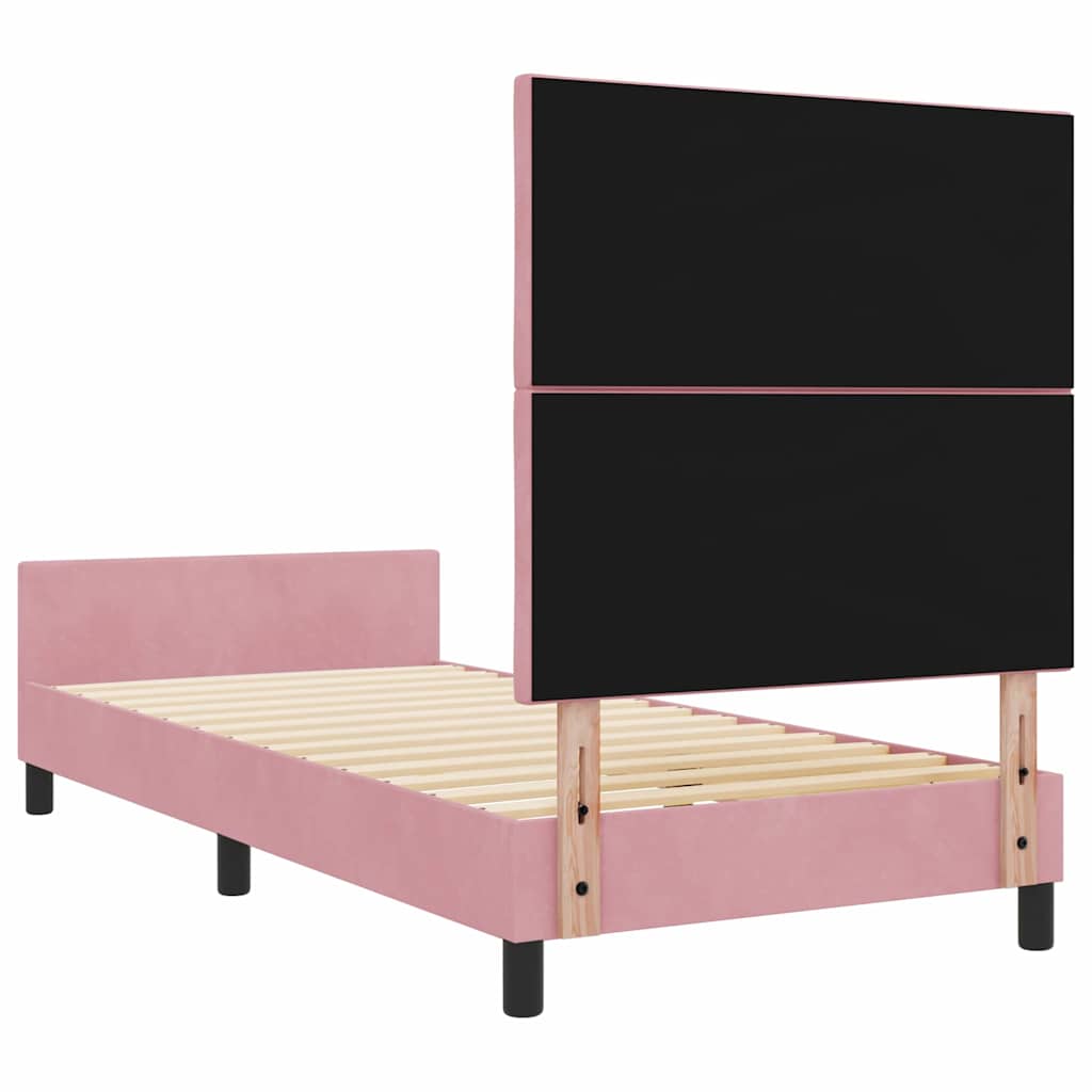 Lit à ressorts avec tête de lit Rose 90 x 190 cm Velours - XIOS