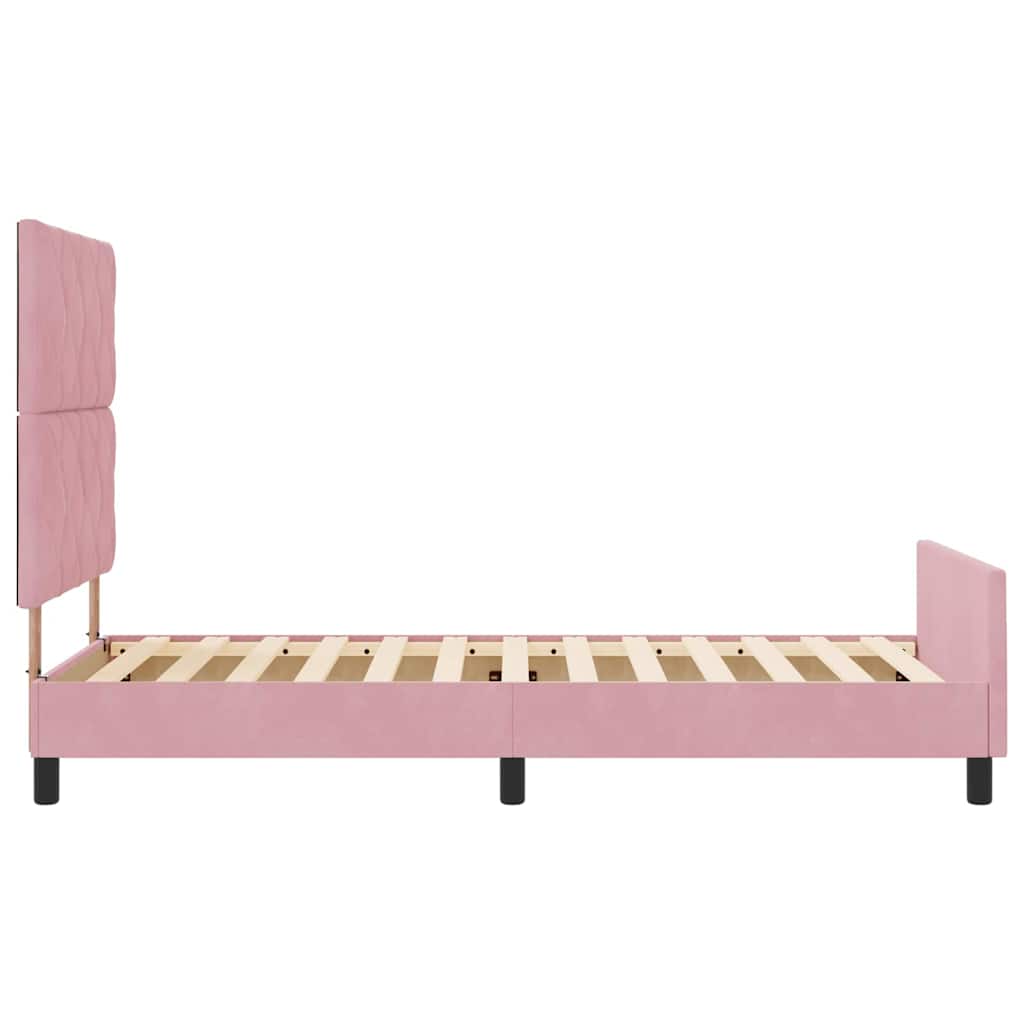 Lit à ressorts avec tête de lit Rose 90 x 190 cm Velours - XIOS