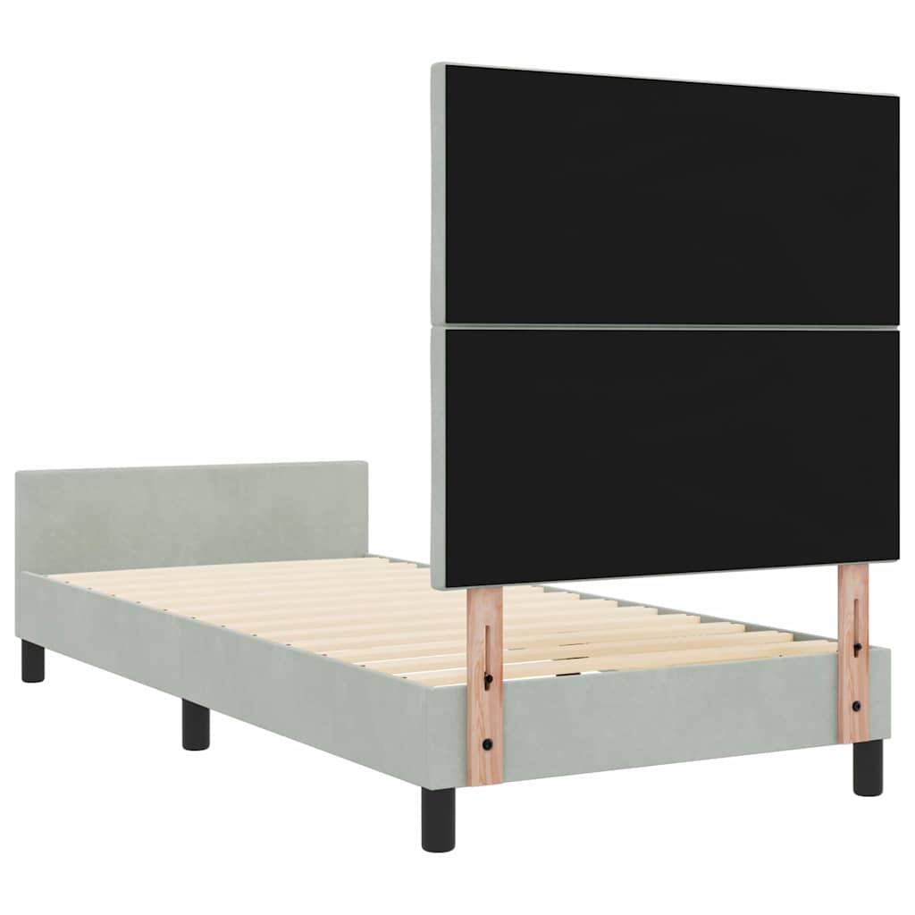 Lit à ressorts avec tête de lit Gris clair 90 x 200 cm Velours - XIOS