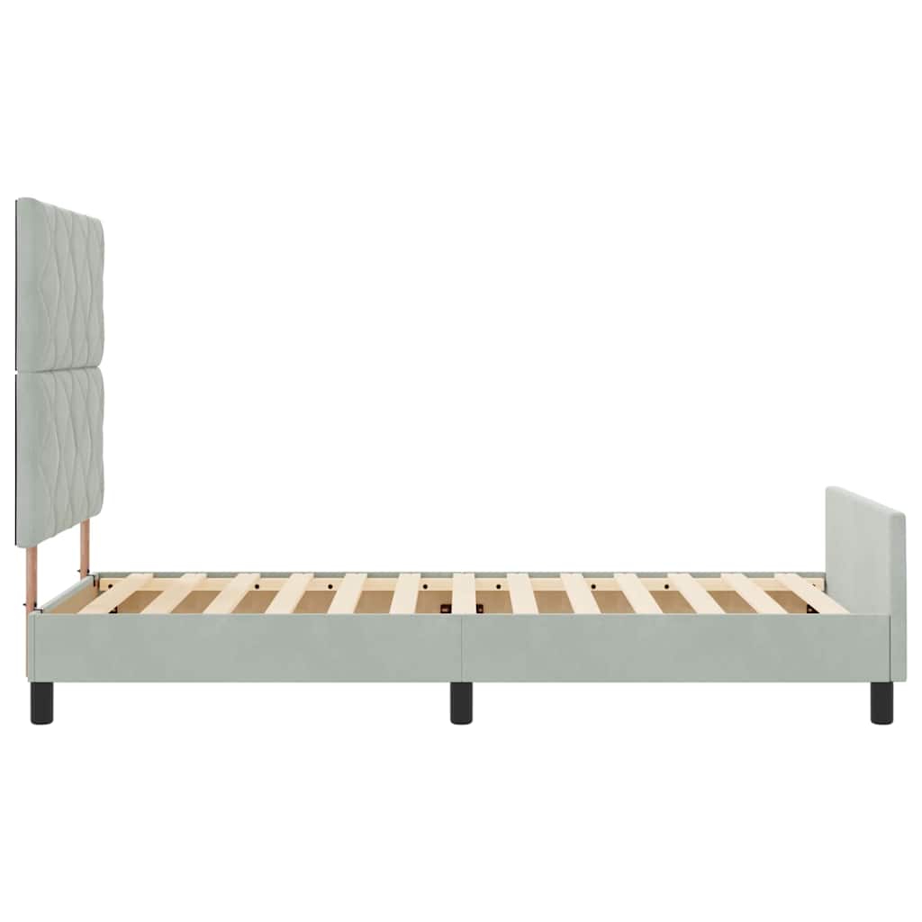 Lit à ressorts avec tête de lit Gris clair 90 x 200 cm Velours - XIOS