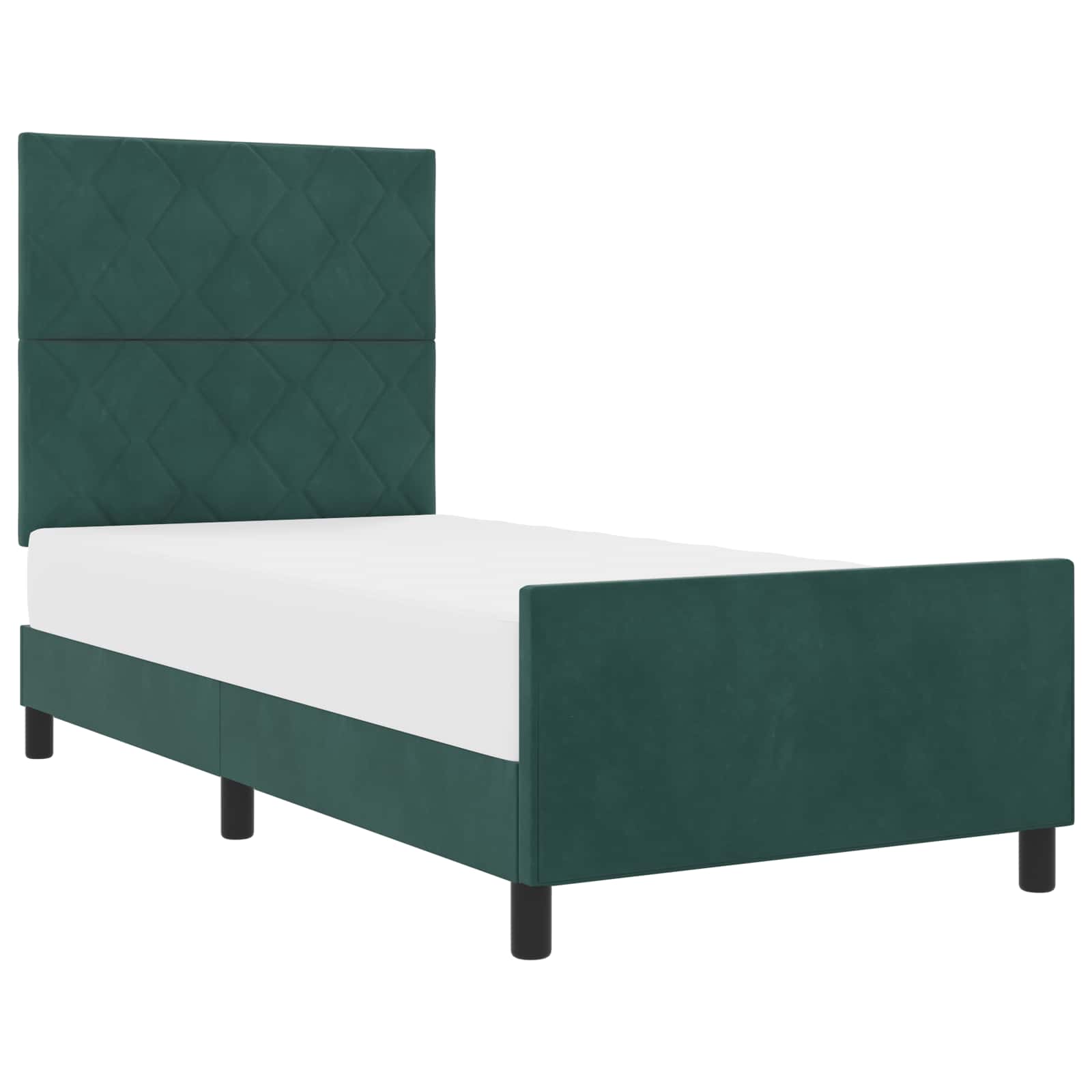Lit à ressorts avec tête de lit Vert foncé 90 x 200 cm Velours - XIOS
