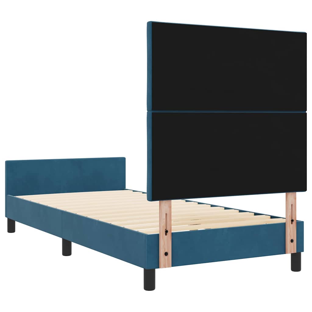 Lit à ressorts avec tête de lit Bleu foncé 90 x 200 cm Velours - XIOS