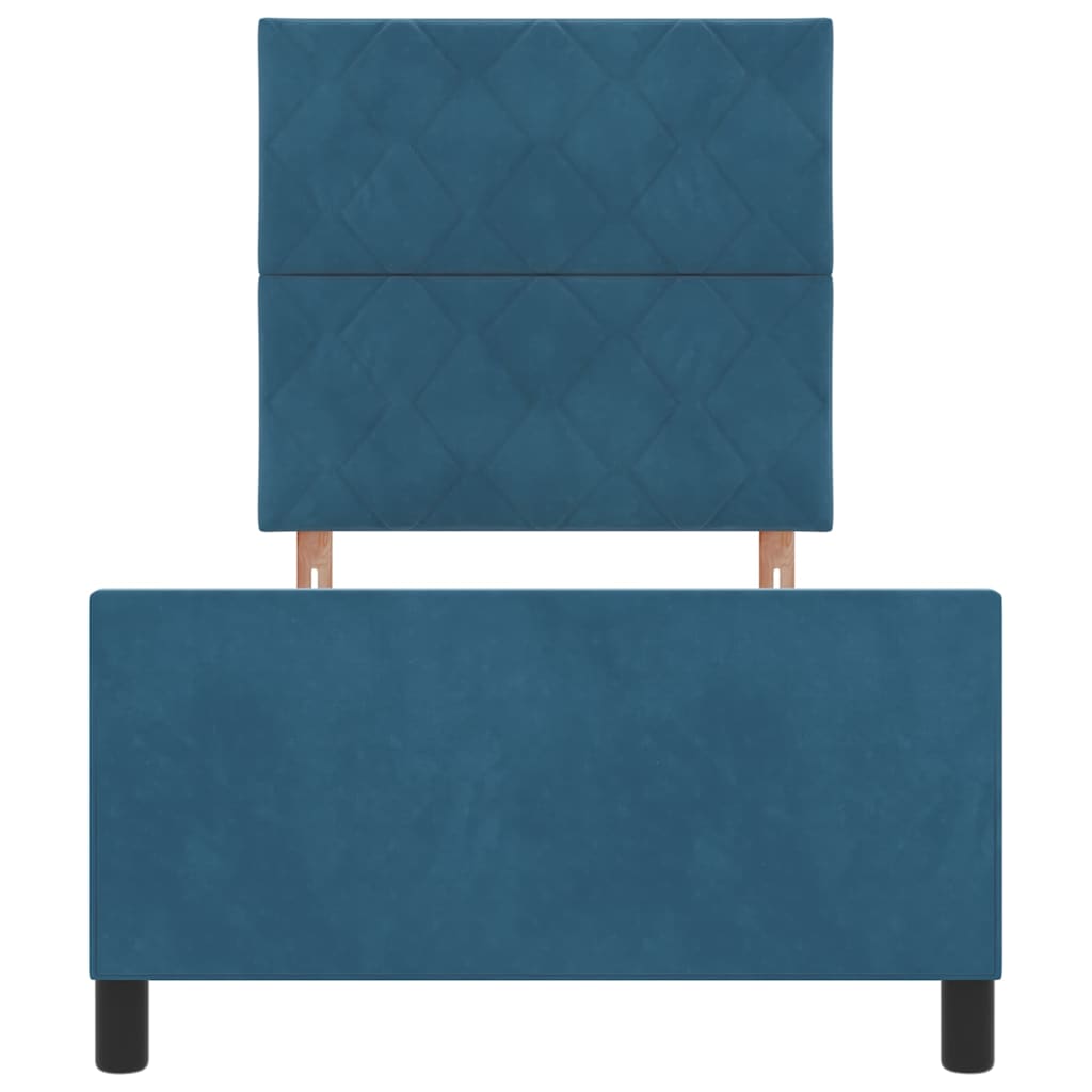 Lit à ressorts avec tête de lit Bleu foncé 90 x 200 cm Velours - XIOS