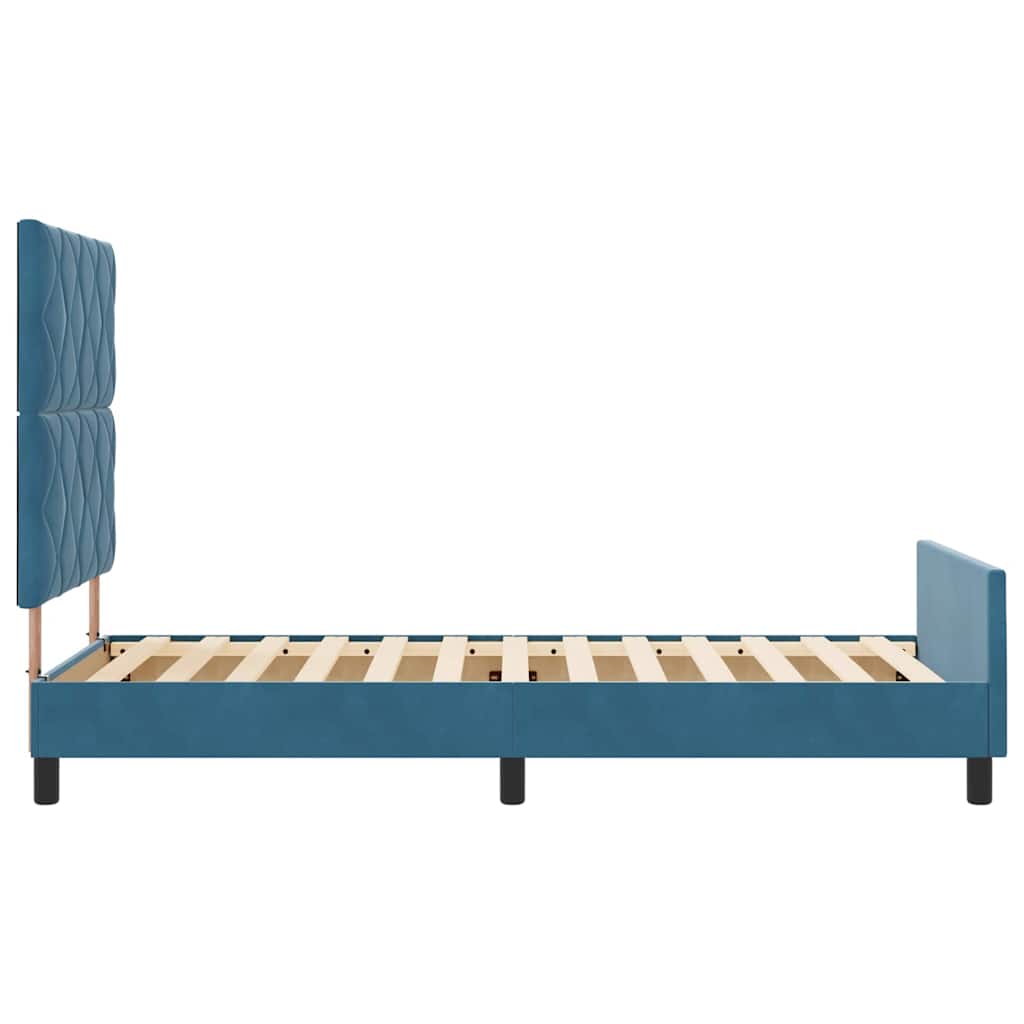 Lit à ressorts avec tête de lit Bleu foncé 90 x 200 cm Velours - XIOS