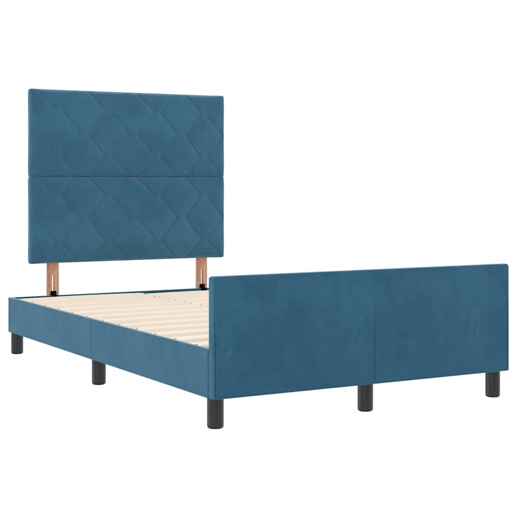 Lit à ressorts avec tête de lit Bleu foncé 120 x 190 cm Velours - XIOS