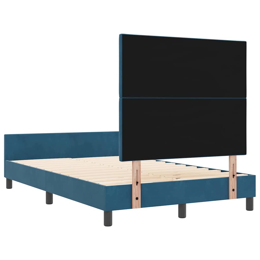 Lit à ressorts avec tête de lit Bleu foncé 120 x 190 cm Velours - XIOS
