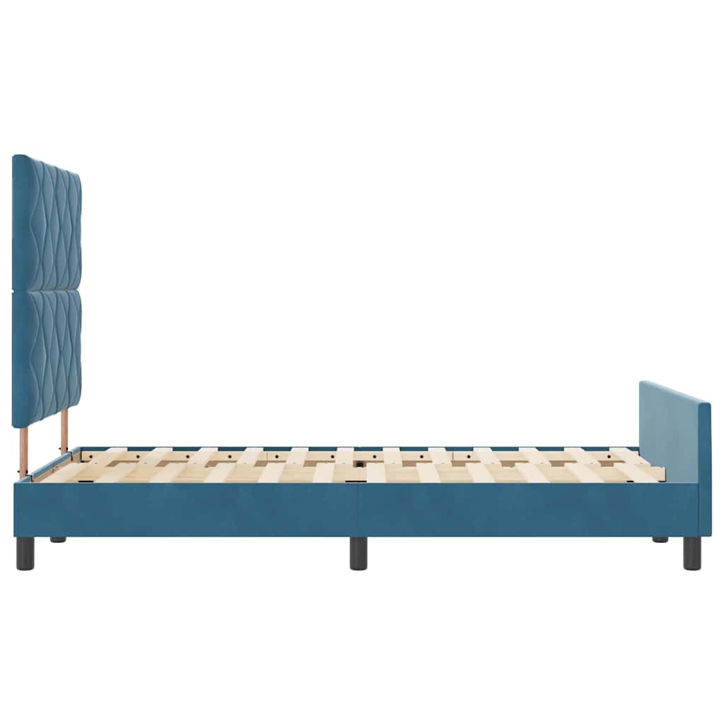 Lit à ressorts avec tête de lit Bleu foncé 120 x 190 cm Velours - XIOS
