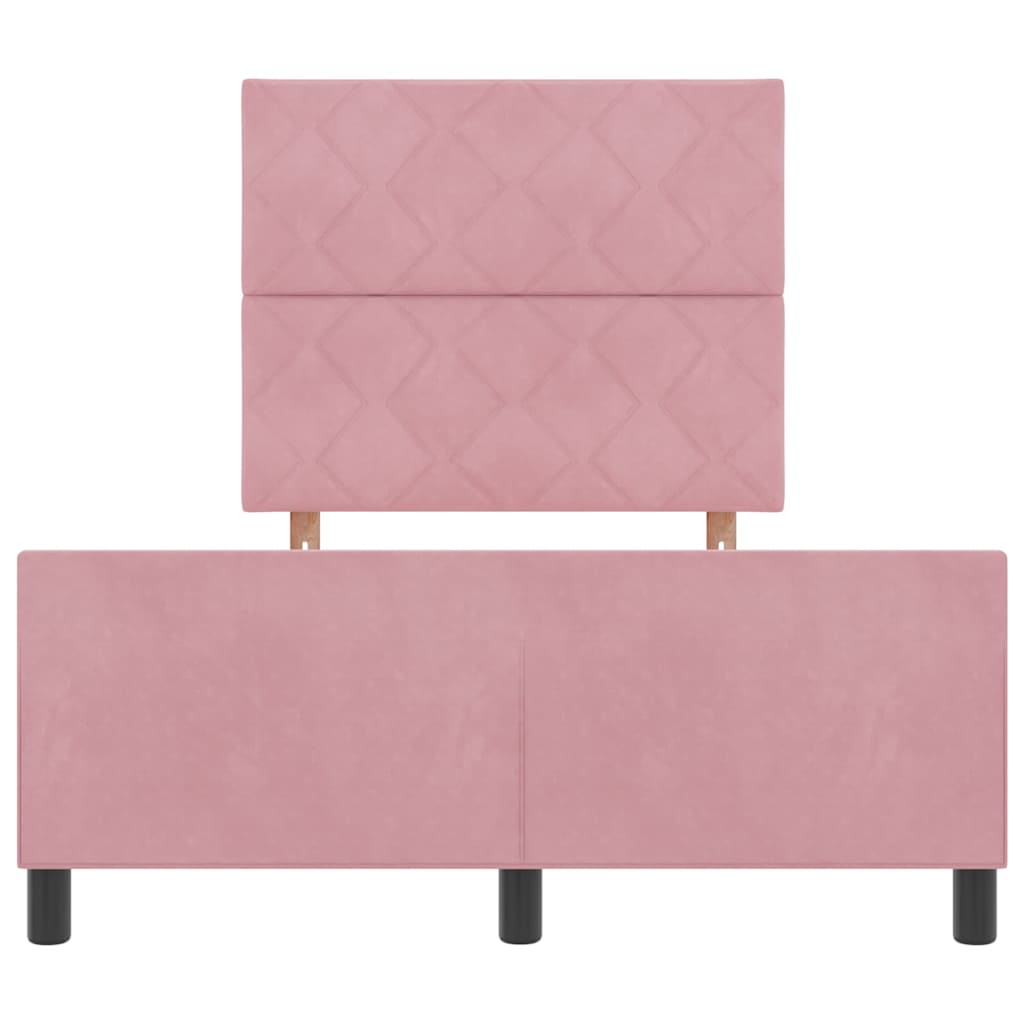 Lit à ressorts avec tête de lit Rose 120 x 200 cm Velours
