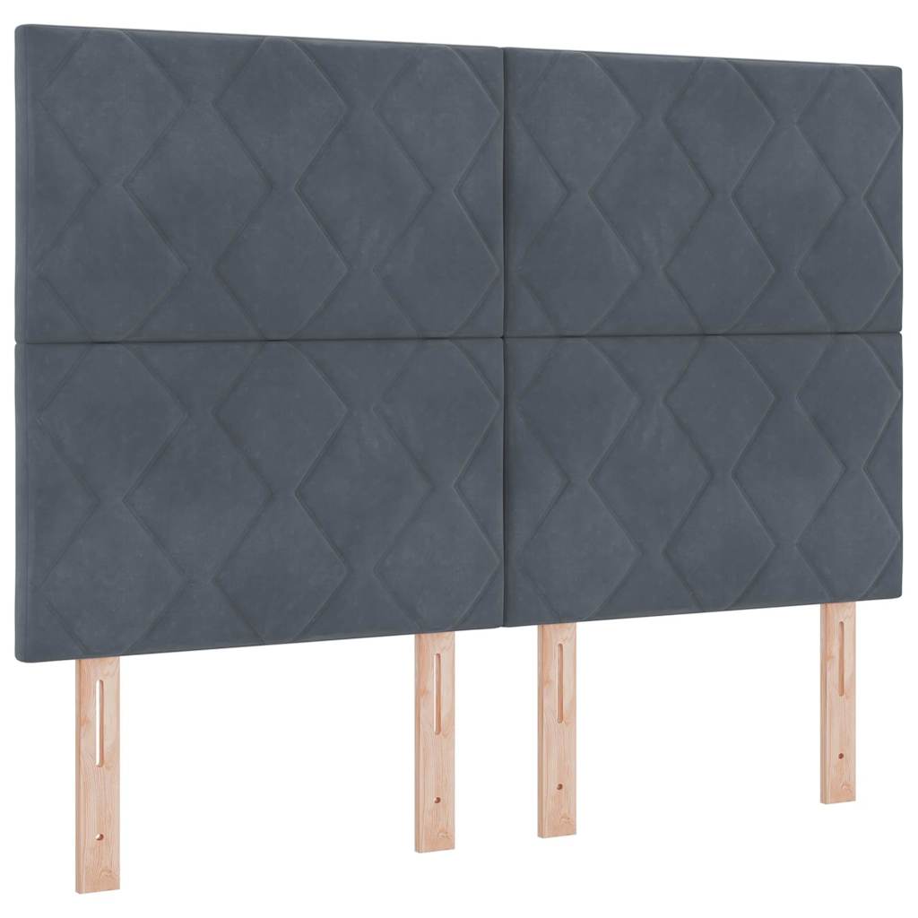 Lit à ressorts avec tête de lit Gris foncé 140 x 190 cm Velours