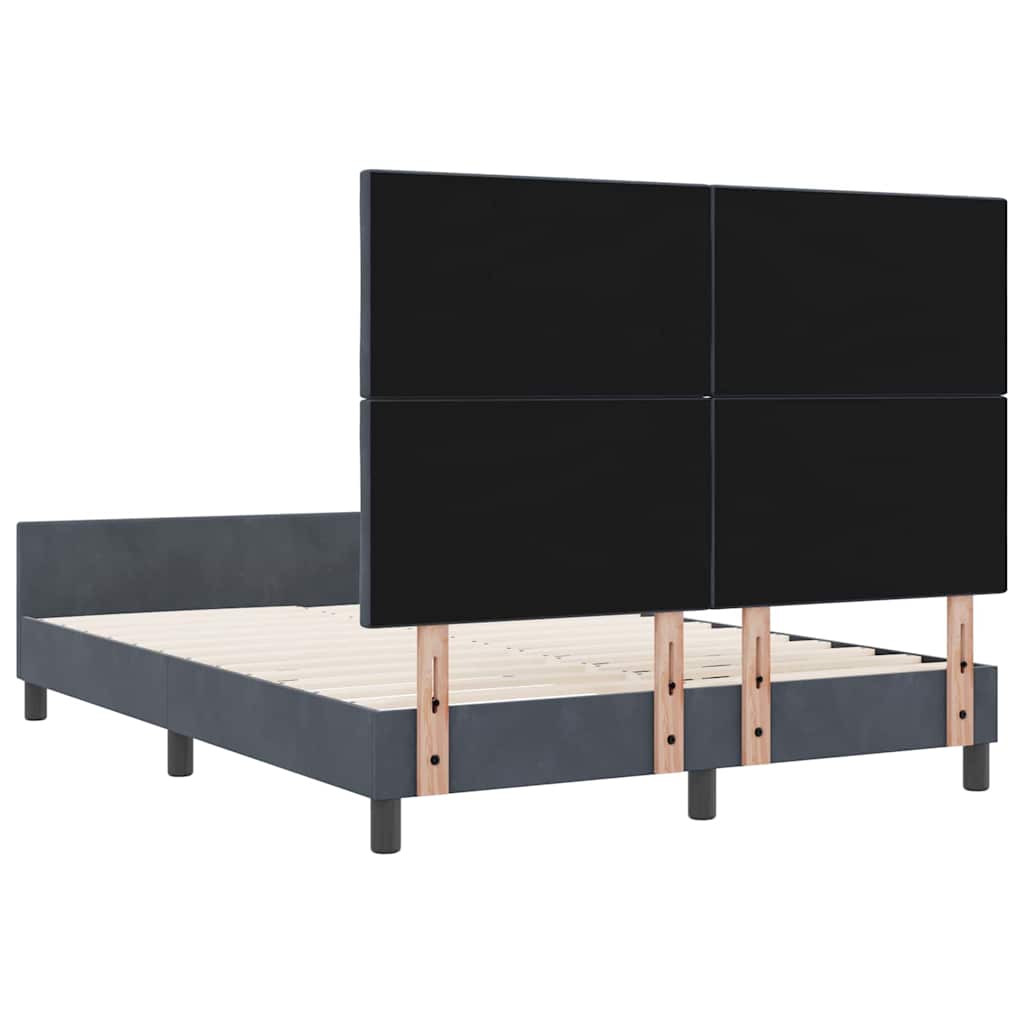 Lit à ressorts avec tête de lit Gris foncé 140 x 190 cm Velours