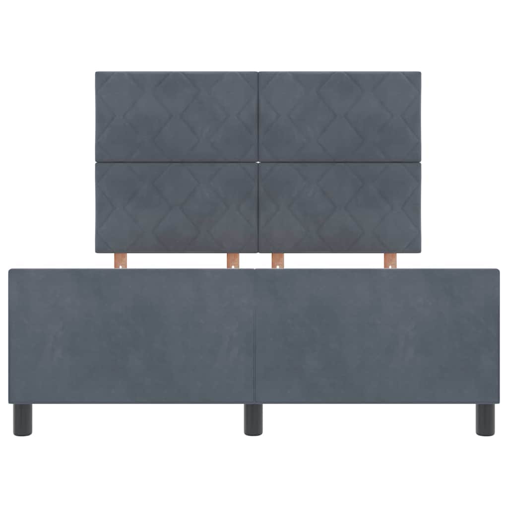 Lit à ressorts avec tête de lit Gris foncé 140 x 190 cm Velours