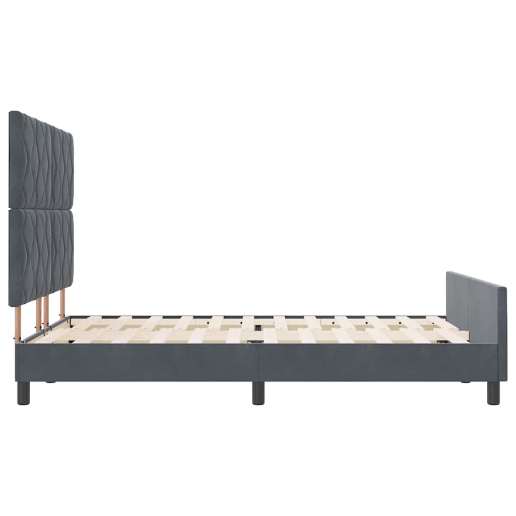 Lit à ressorts avec tête de lit Gris foncé 140 x 190 cm Velours
