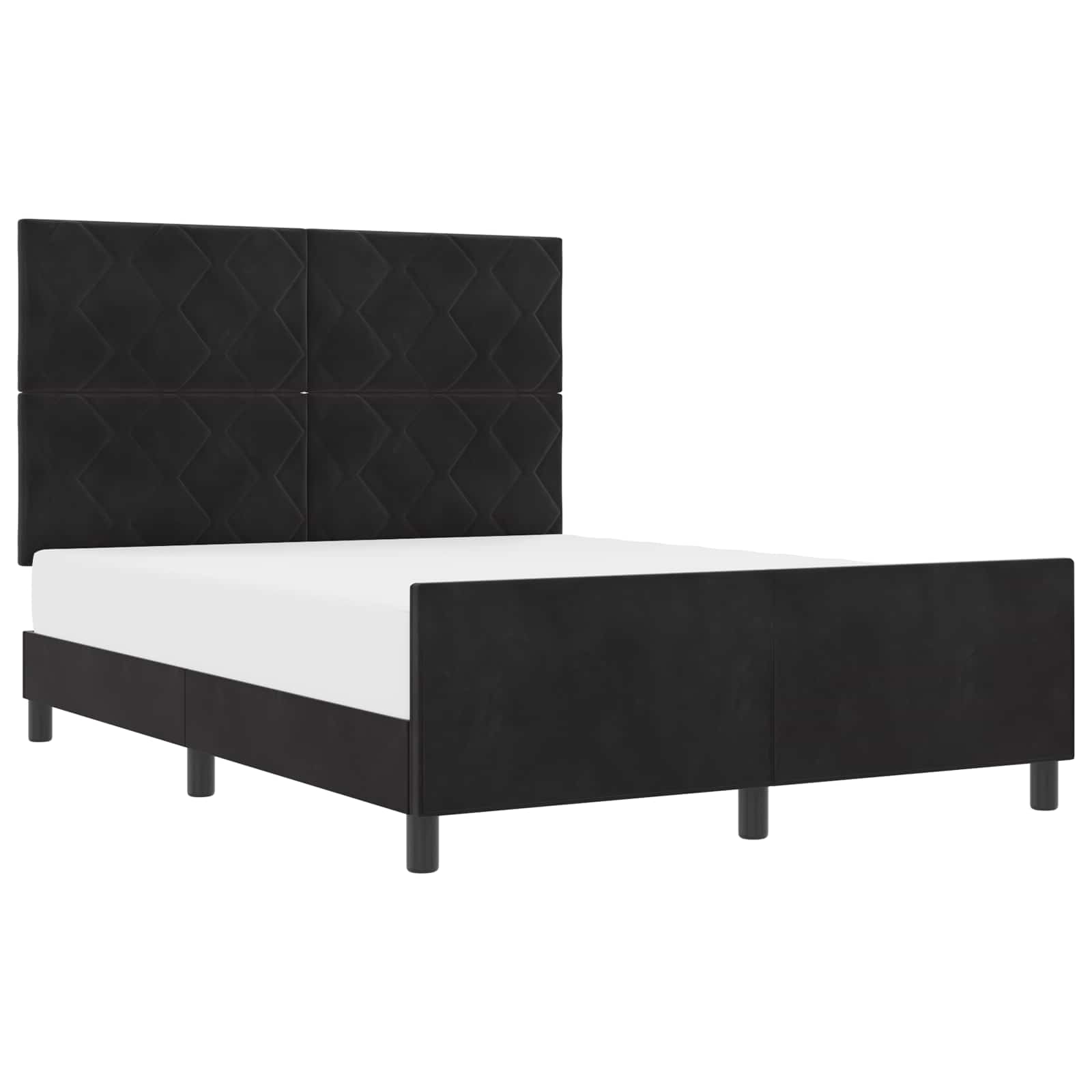 Lit à ressorts avec tête de lit Noir 140 x 190 cm Velours - XIOS