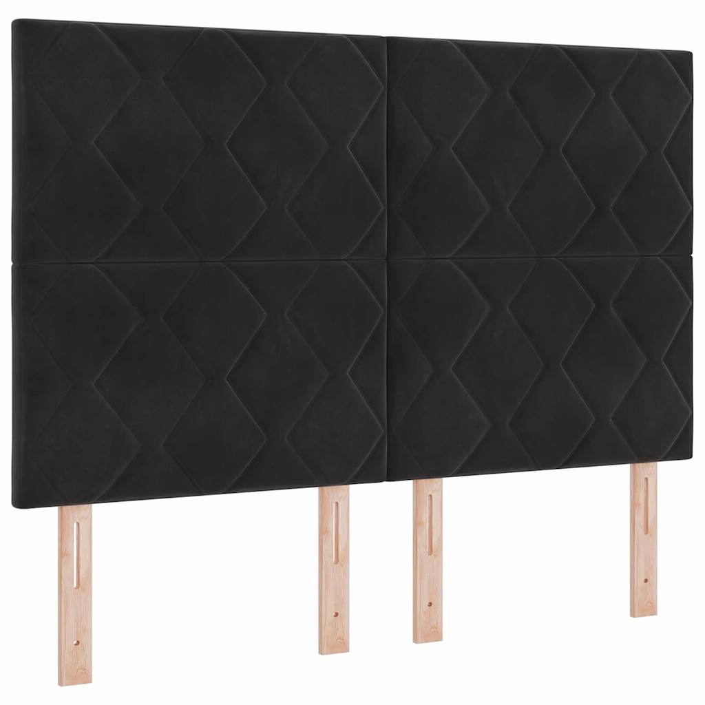Lit à ressorts avec tête de lit Noir 140 x 190 cm Velours