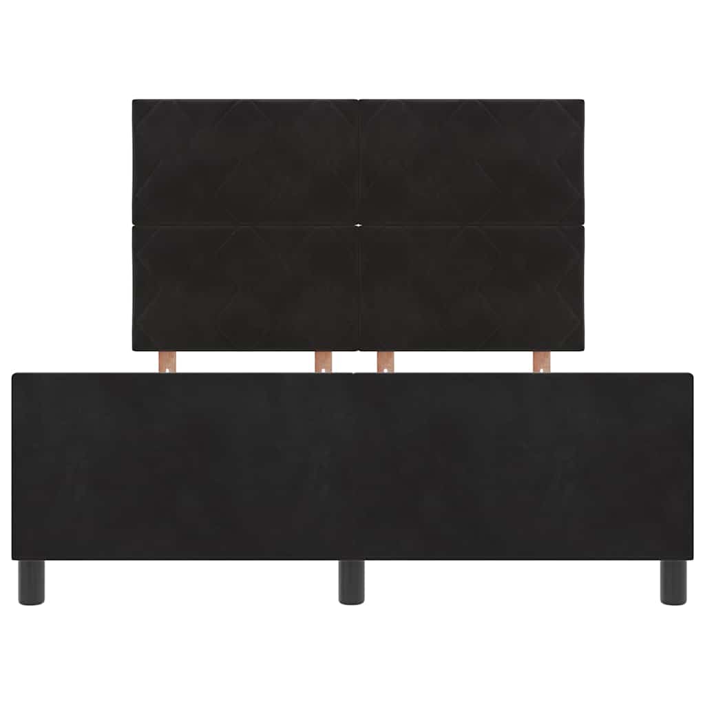 Lit à ressorts avec tête de lit Noir 140 x 190 cm Velours