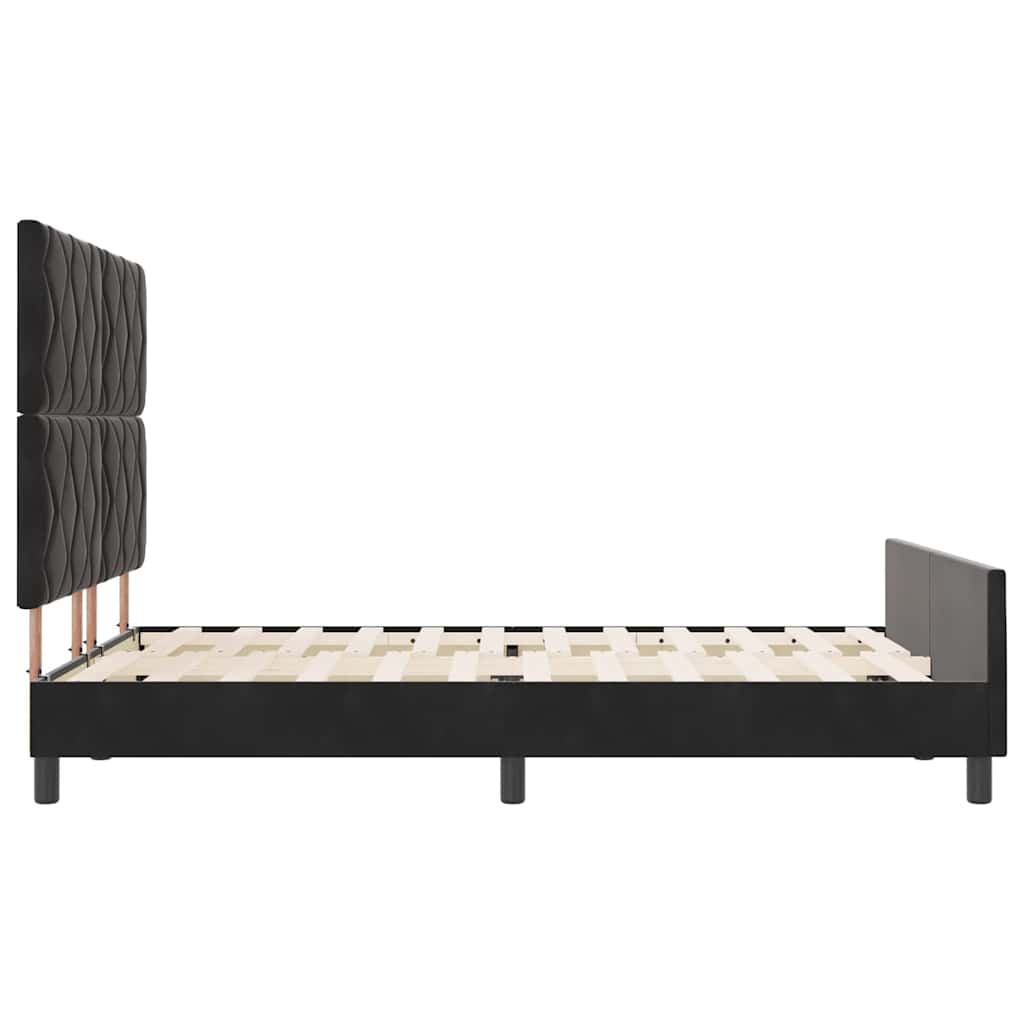 Lit à ressorts avec tête de lit Noir 140 x 190 cm Velours