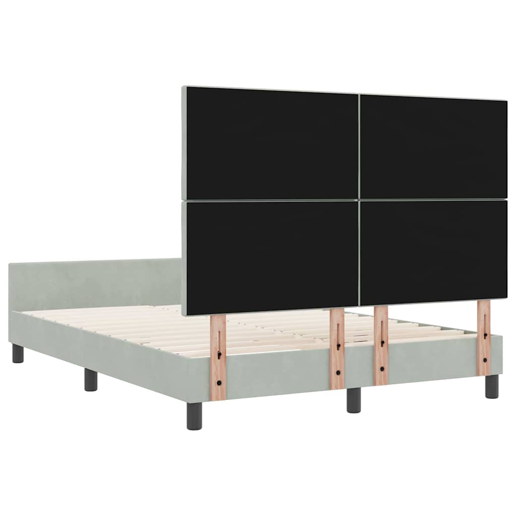 Lit à ressorts avec tête de lit Gris clair 140 x 200 cm Velours - XIOS