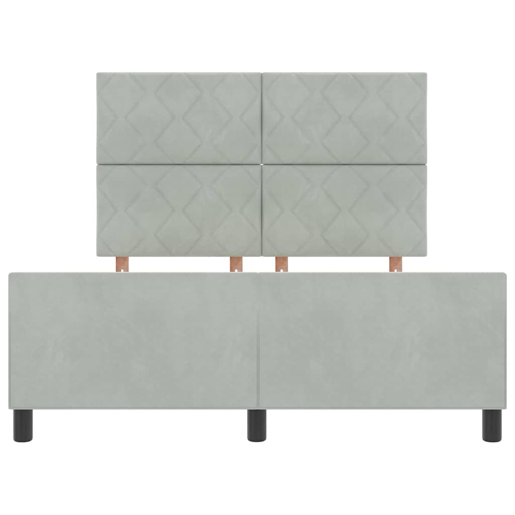 Lit à ressorts avec tête de lit Gris clair 140 x 200 cm Velours - XIOS
