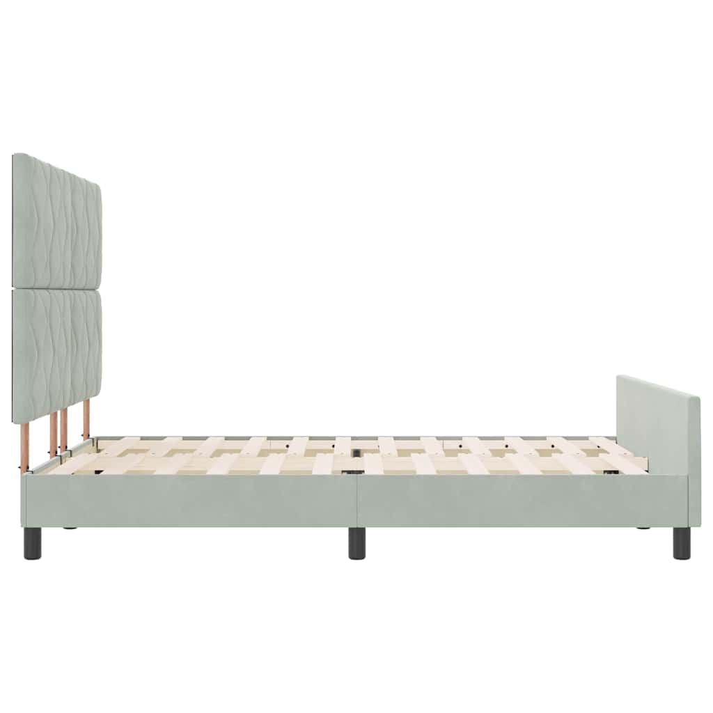 Lit à ressorts avec tête de lit Gris clair 140 x 200 cm Velours - XIOS