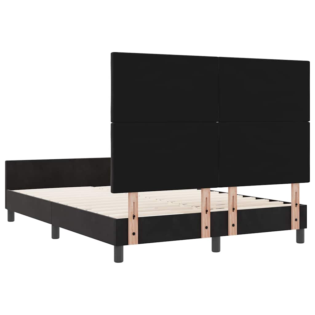 Lit à ressorts avec tête de lit Noir 140 x 200 cm Velours - XIOS
