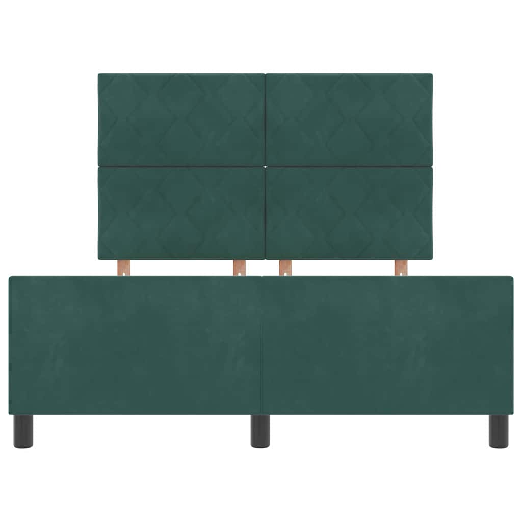 Lit à ressorts avec tête de lit Vert foncé 140 x 200 cm Velours - XIOS