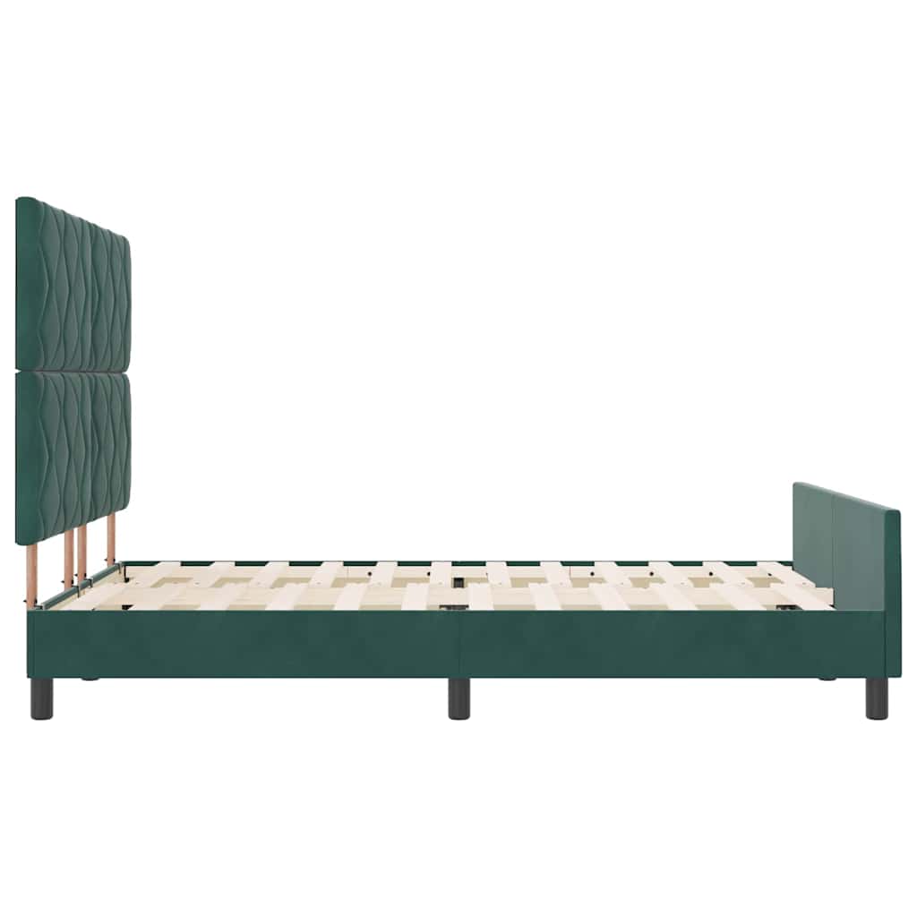 Lit à ressorts avec tête de lit Vert foncé 140 x 200 cm Velours - XIOS