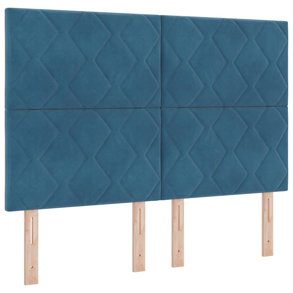 Lit à ressorts avec tête de lit Bleu foncé 160 x 200 cm Velours