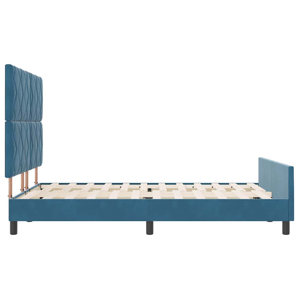 Lit à ressorts avec tête de lit Bleu foncé 160 x 200 cm Velours