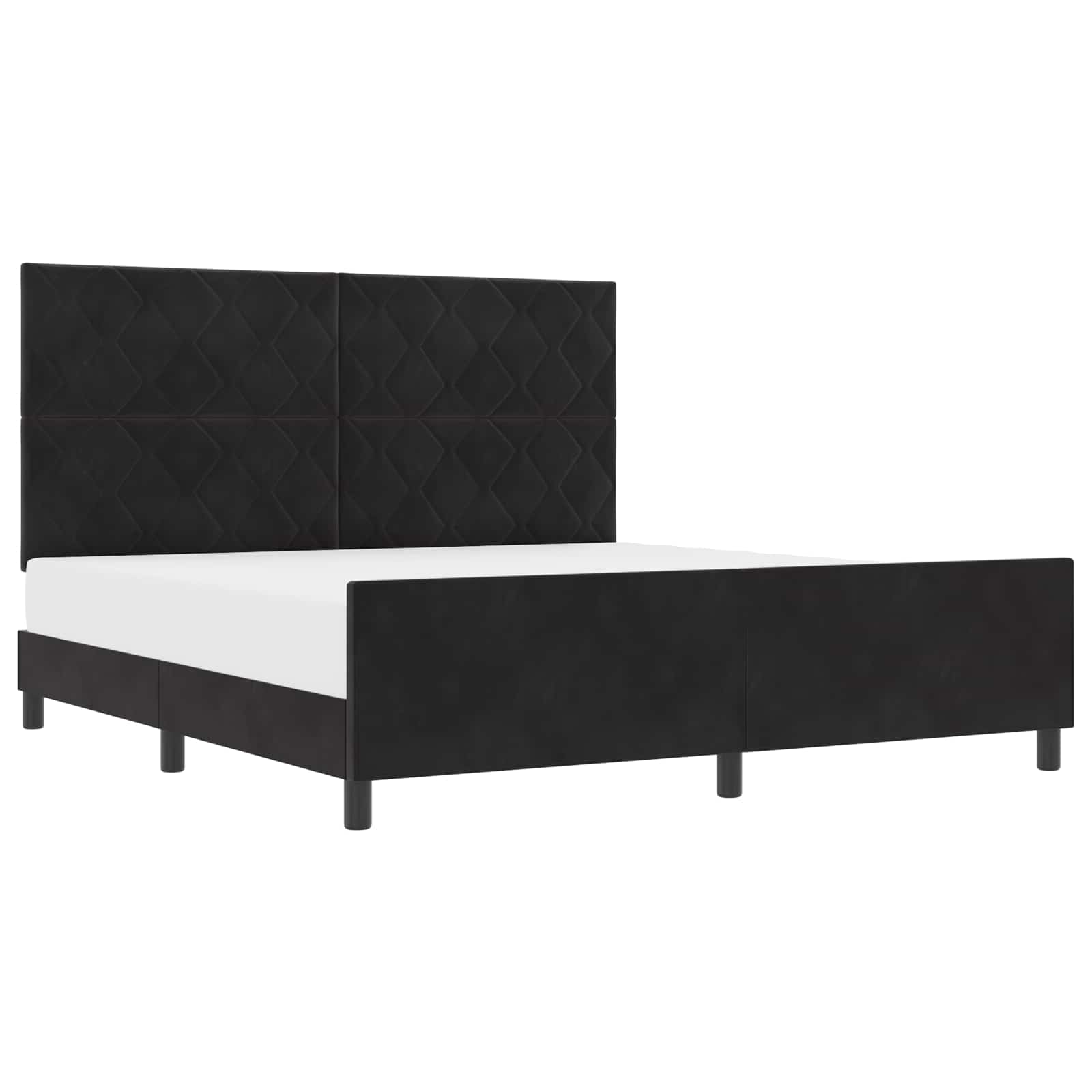 Lit à ressorts avec tête de lit Noir 180 x 200 cm Velours - XIOS
