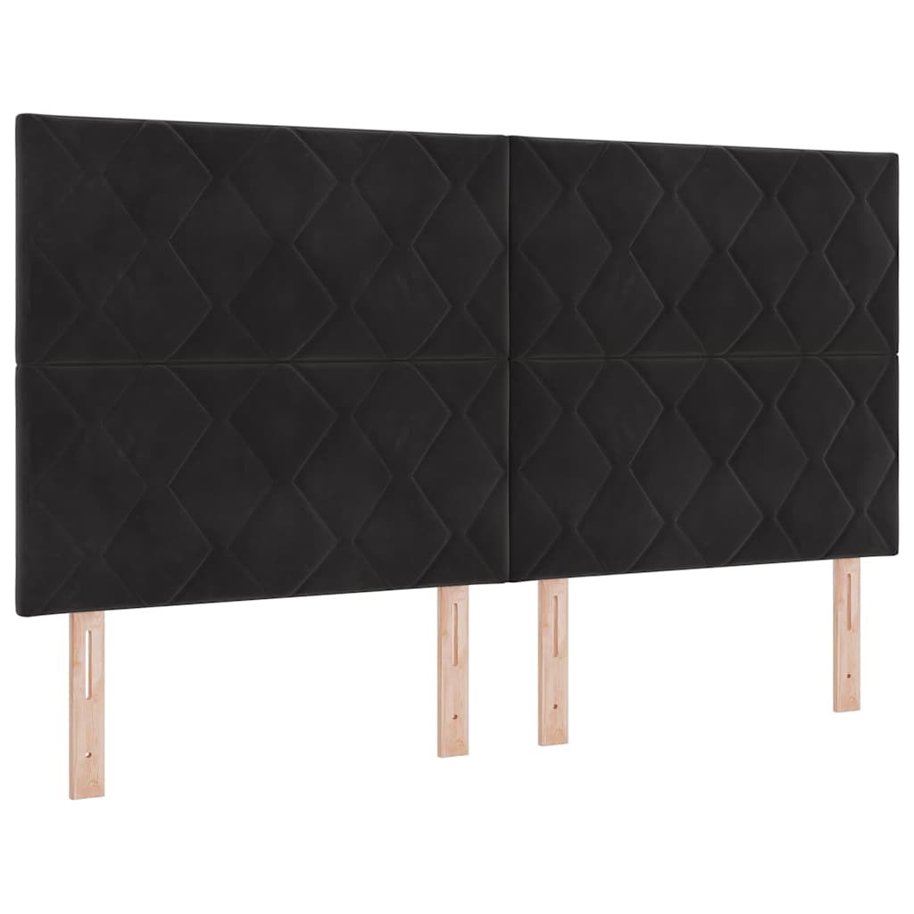 Lit à ressorts avec tête de lit Noir 180 x 200 cm Velours - XIOS
