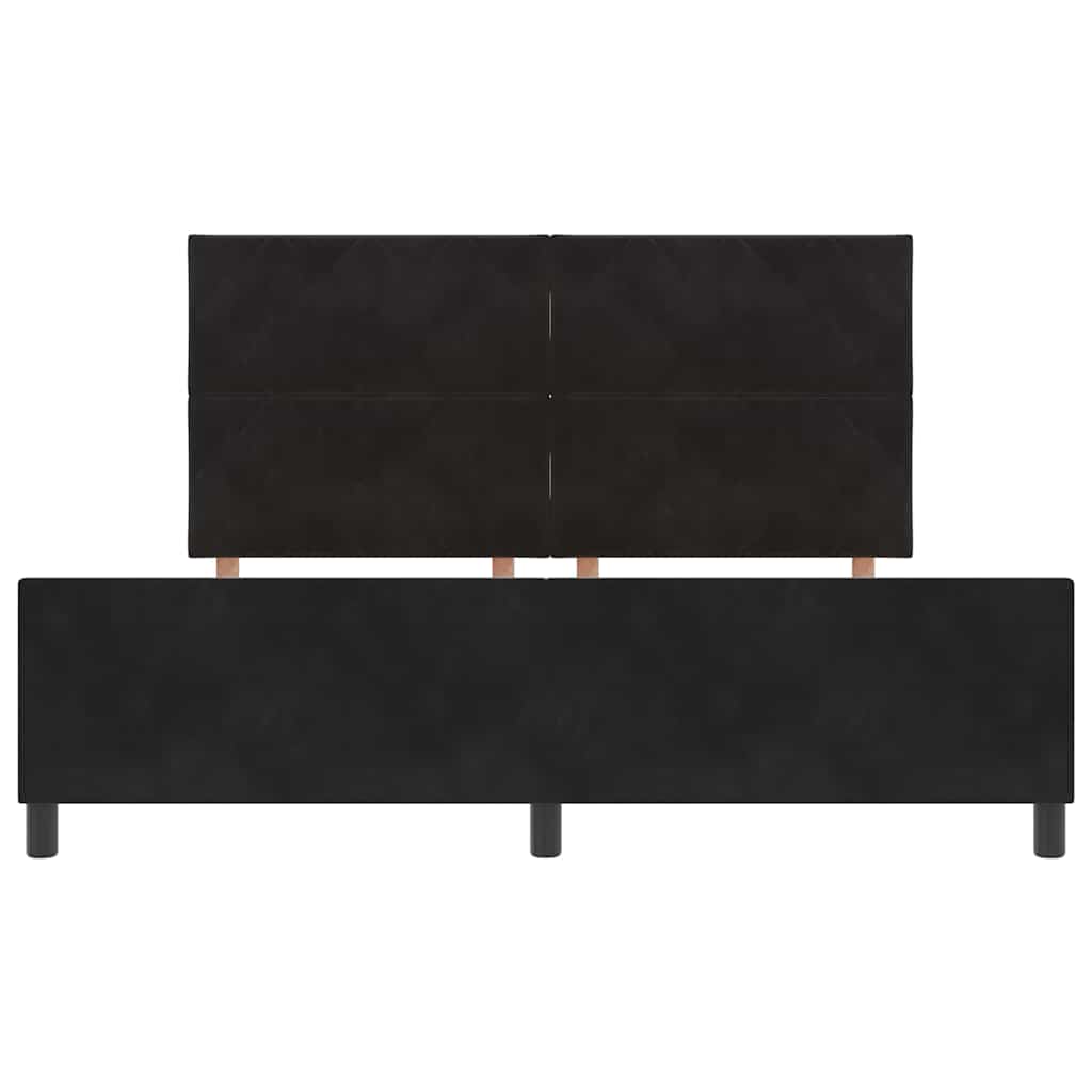 Lit à ressorts avec tête de lit Noir 180 x 200 cm Velours - XIOS