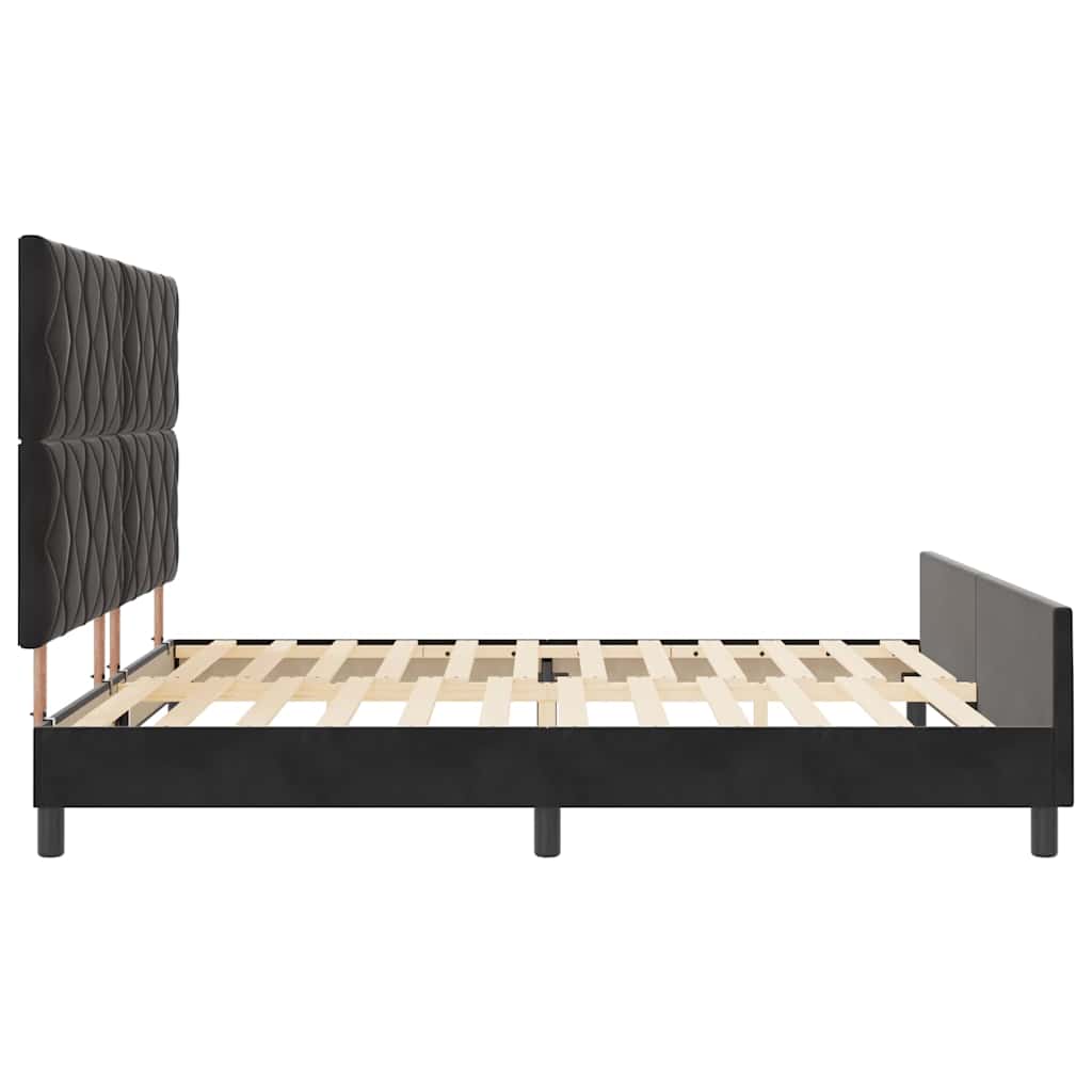 Lit à ressorts avec tête de lit Noir 180 x 200 cm Velours - XIOS