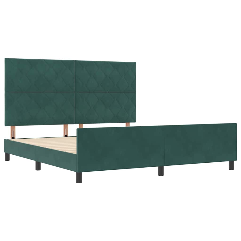 Lit à ressorts avec tête de lit Vert foncé 180 x 200 cm Velours