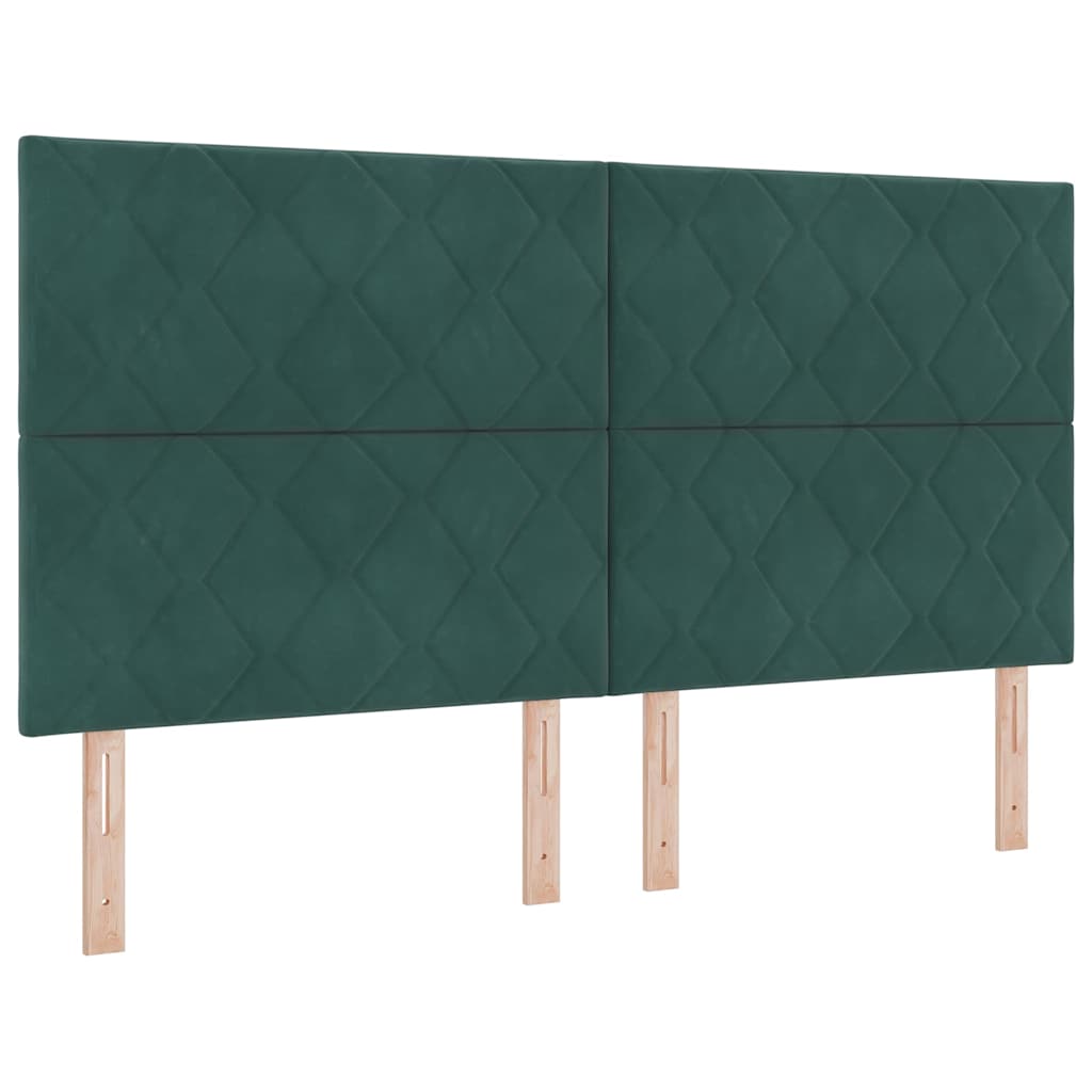 Lit à ressorts avec tête de lit Vert foncé 180 x 200 cm Velours