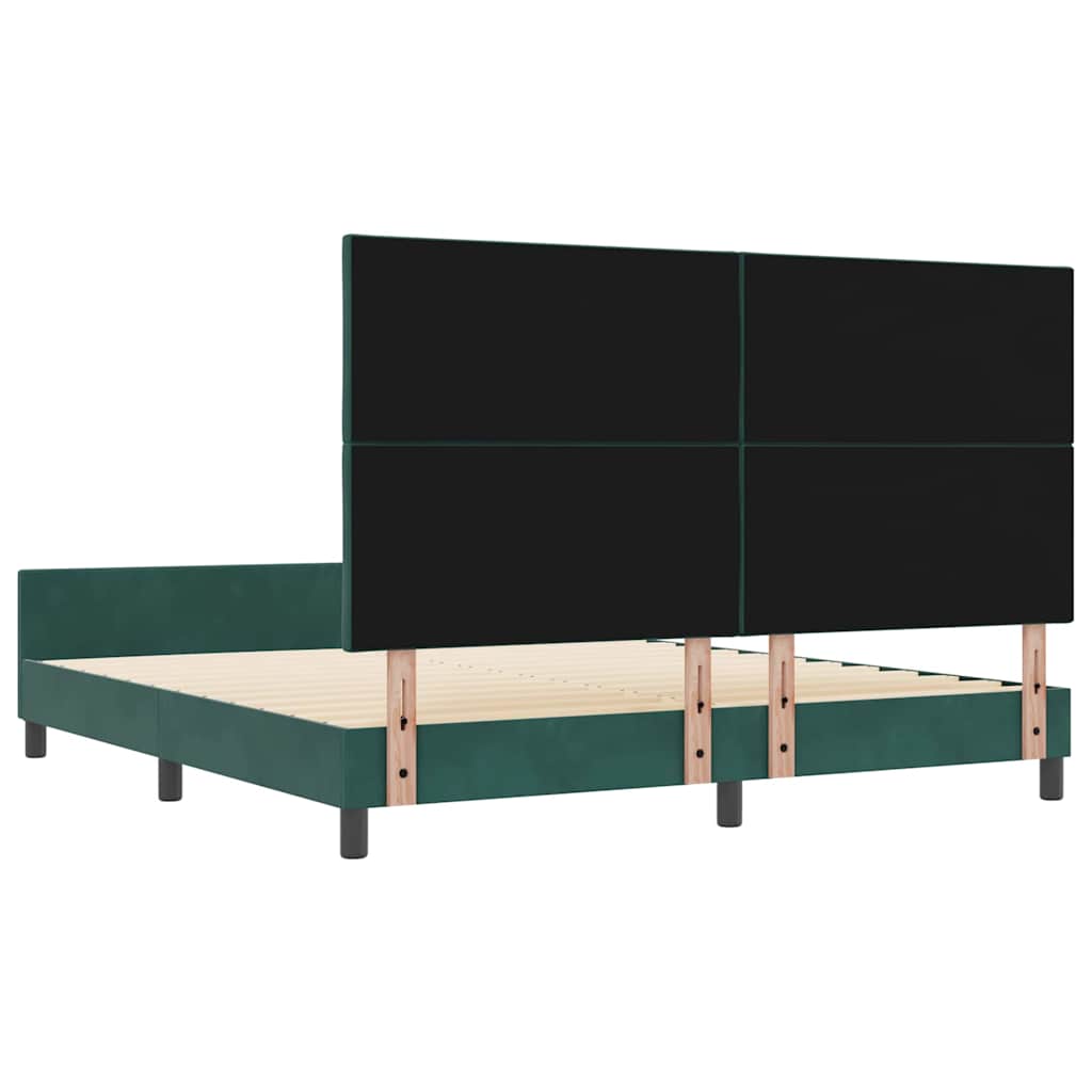 Lit à ressorts avec tête de lit Vert foncé 180 x 200 cm Velours