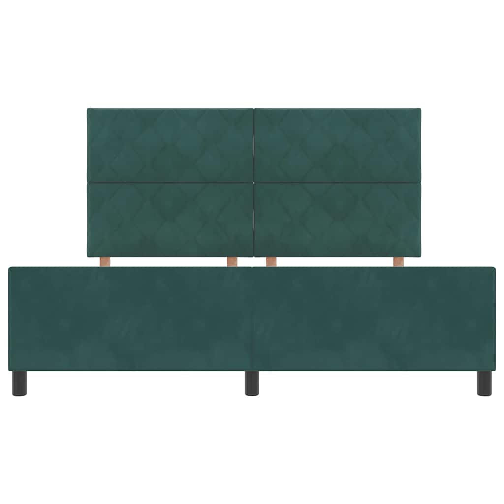 Lit à ressorts avec tête de lit Vert foncé 180 x 200 cm Velours