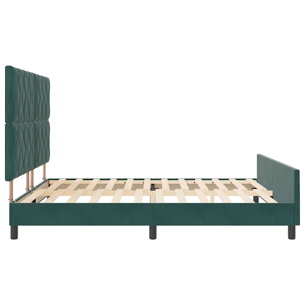 Lit à ressorts avec tête de lit Vert foncé 180 x 200 cm Velours