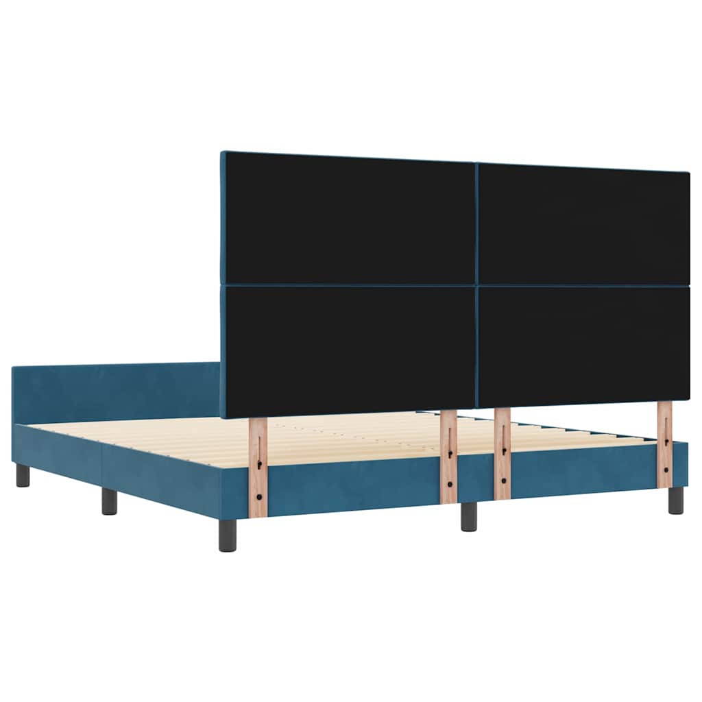 Lit à ressorts avec tête de lit Bleu foncé 180 x 200 cm Velours