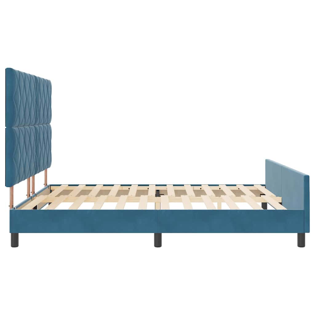 Lit à ressorts avec tête de lit Bleu foncé 180 x 200 cm Velours