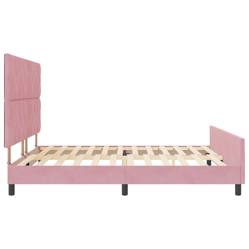 Lit à ressorts avec tête de lit Rose 180 x 200 cm Velours