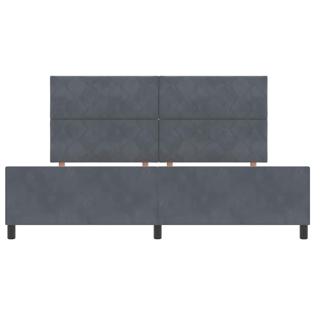 Lit à ressorts avec tête de lit Gris foncé 200 x 200 cm Velours